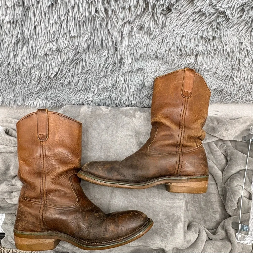 Red Wing Boots Mens Size 8.5 E Steel Toe Pecos Pull On Work Brown Leather USA
